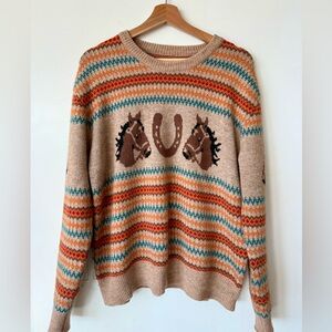 Holiday Horse Pattern Sweater XL